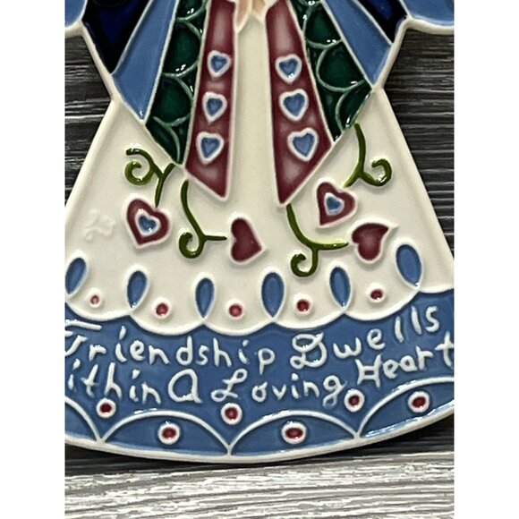 Ceramic Tile Angel Wall Hanger Vintage 1988 J Duban Designs Country Friendship - Picture 6 of 8